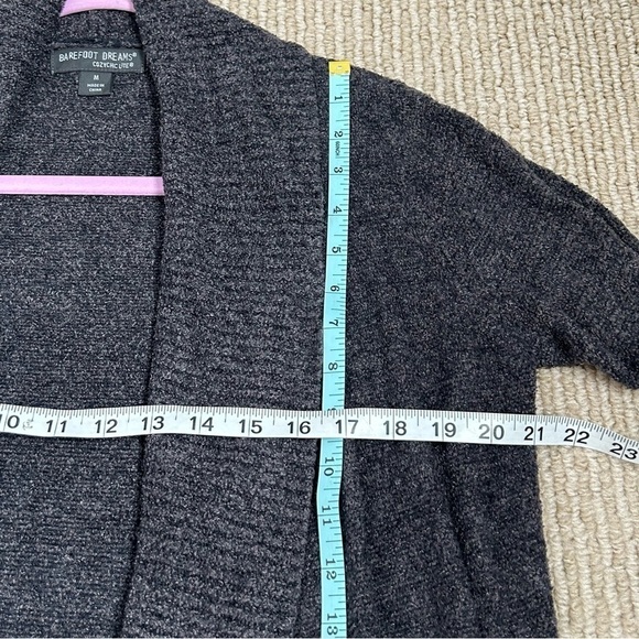 Barefoot Dreams CozyChic Lite Charcoal Gray Open Front Cardigan - Picture 11 of 12